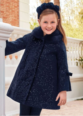 Παιδικό παλτό για κορίτσι abel & lula 5861 μπλε παγιέτα